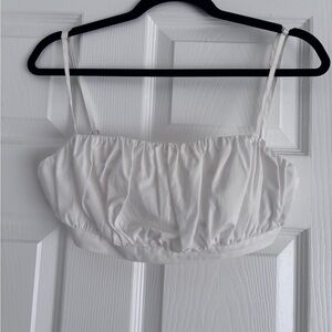 White Ruched Crop Top